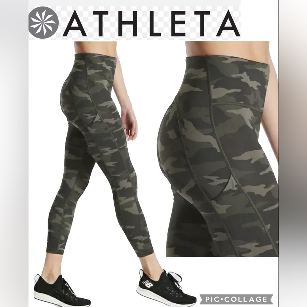 Athleta Olive Camo High-Waist Leggings